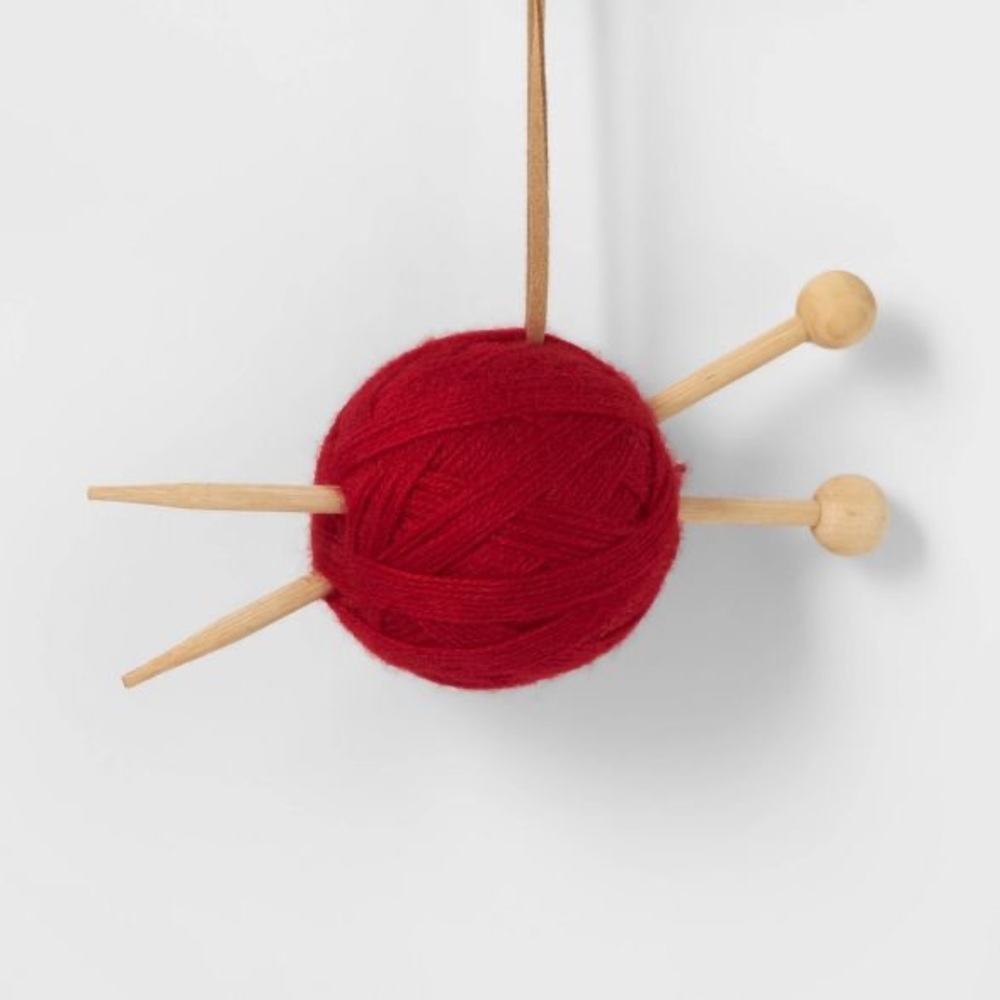 Knitting Christmas Tree Ornament - Red - Nwt